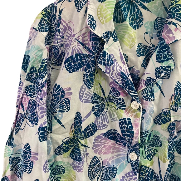 Victoria’s Secret Medium Butterfly Pattern Button Down Pajama Top Pocket Mature - Picture 5 of 12